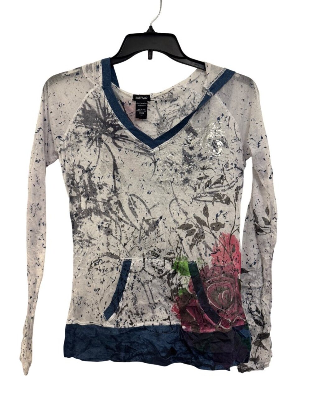 Buffalo David Bitton Womens Floral Hoodie Size L